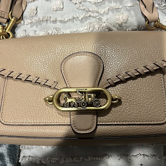 Coach Small Jade Whipstitch Shoulder Bag Taupe - Picture 2 of 9